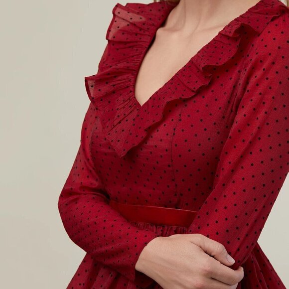 NEW Rachel Parcell Ruffle Tiered Midi Dress Size 6 - Picture 3 of 4